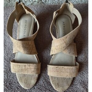 Aerosoles Women's (Ashford) Cork Wedge Heel Sandals Size 7.5 MED ~EUC ~